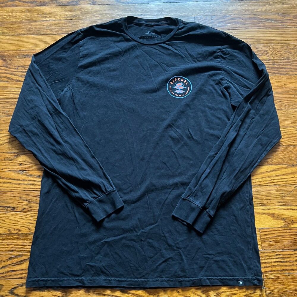 Ripcurl Men's Black Long Sleeve Standard Fit Graphic T-Shirt Size L Skater